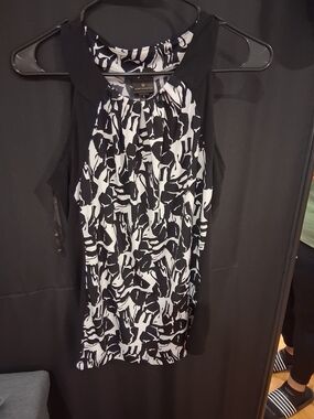 Worthington Black & White Sleeveless Abstract Print Blouse